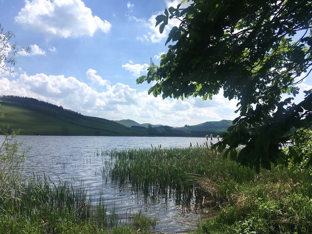 Yethholm Loch on a sunny day