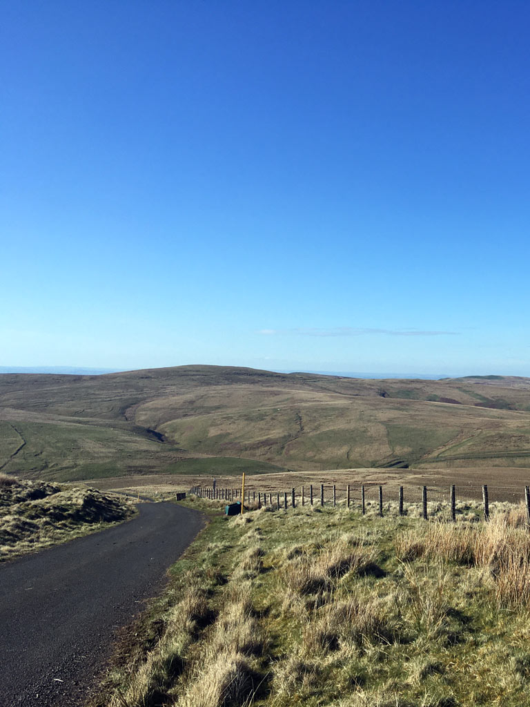 Road on Otterburn Range, looking towards Chew Green